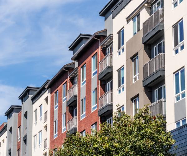 Exterior view of modern apartment buildings