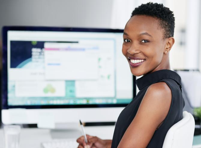 Businesswoman using a computer